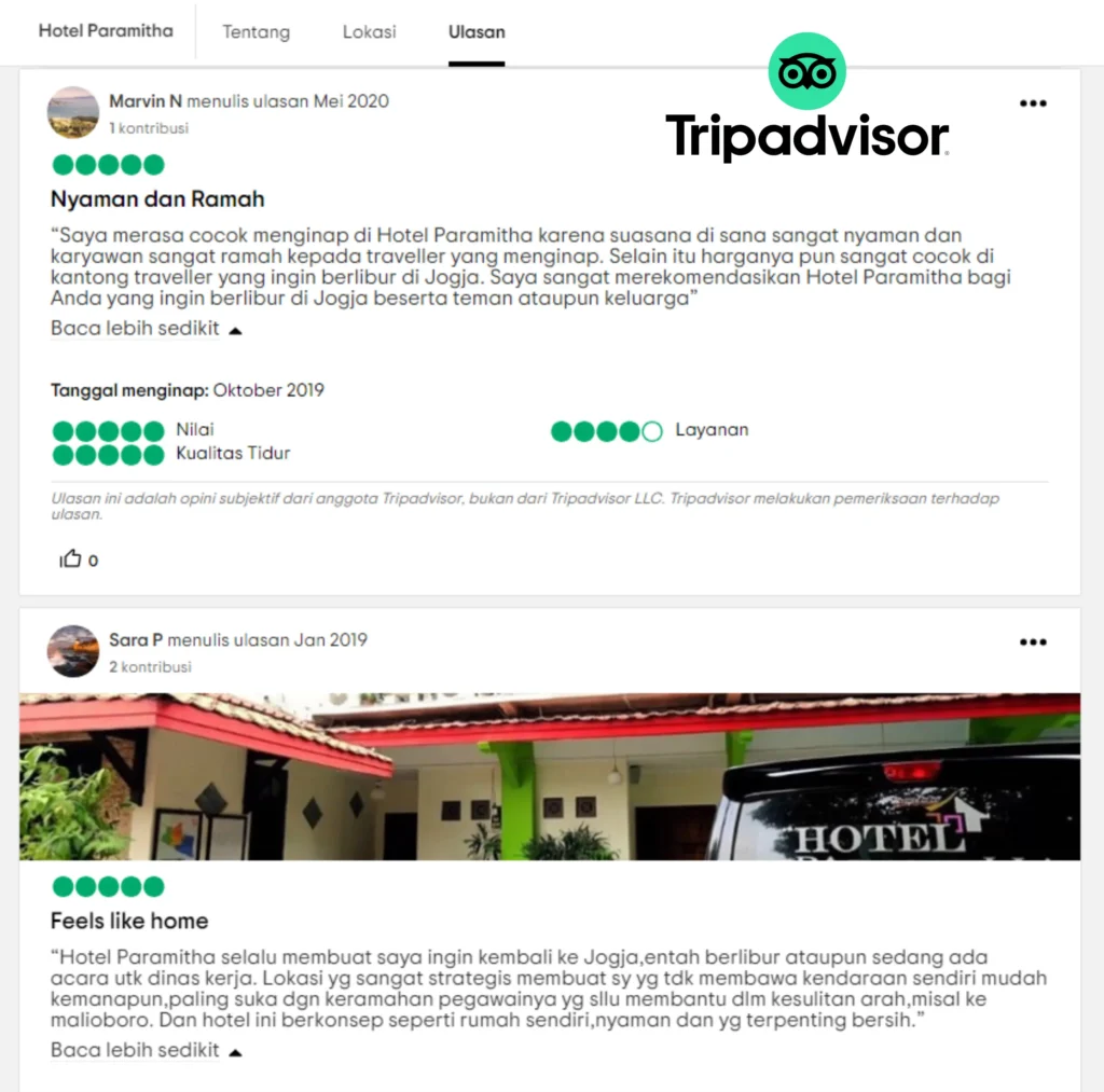 Testimoni Trip Advisor Hotel Paramitha